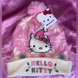 Brand new Hello Kitty pink and white Christmas beanie